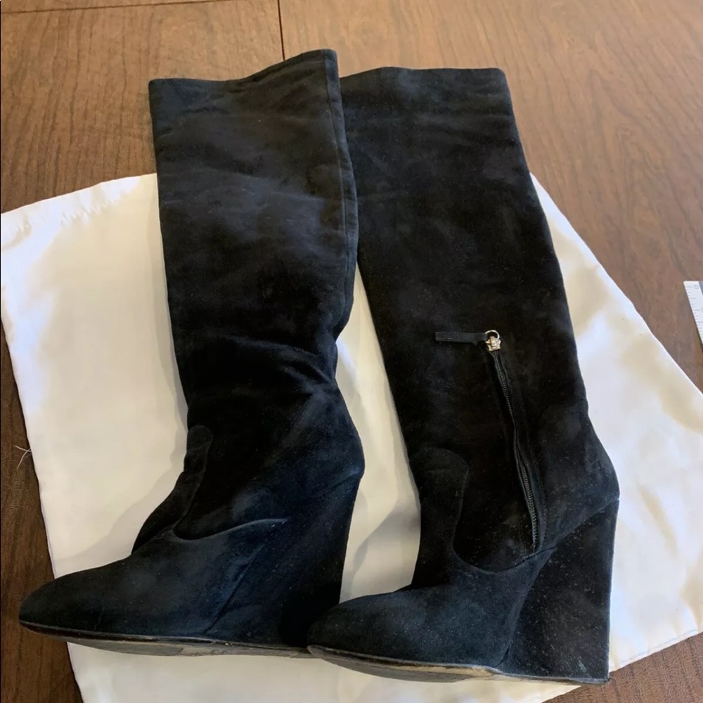 giuseppe zanotti Suede Long Boots, Over The Knee, Size 36.5, Black, Platform